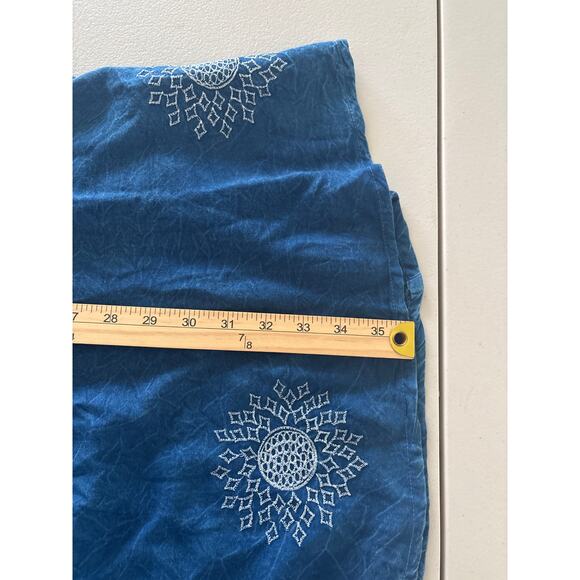 Raya Sun Womens Large Blue Embroidered Drawstring Tie Back Sleeveless Tank Dress - Picture 7 of 11